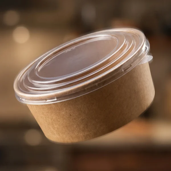 BOL ROND EN KRAFT BRUN 780ML + COUVERCLE BOL ROND 50pcs